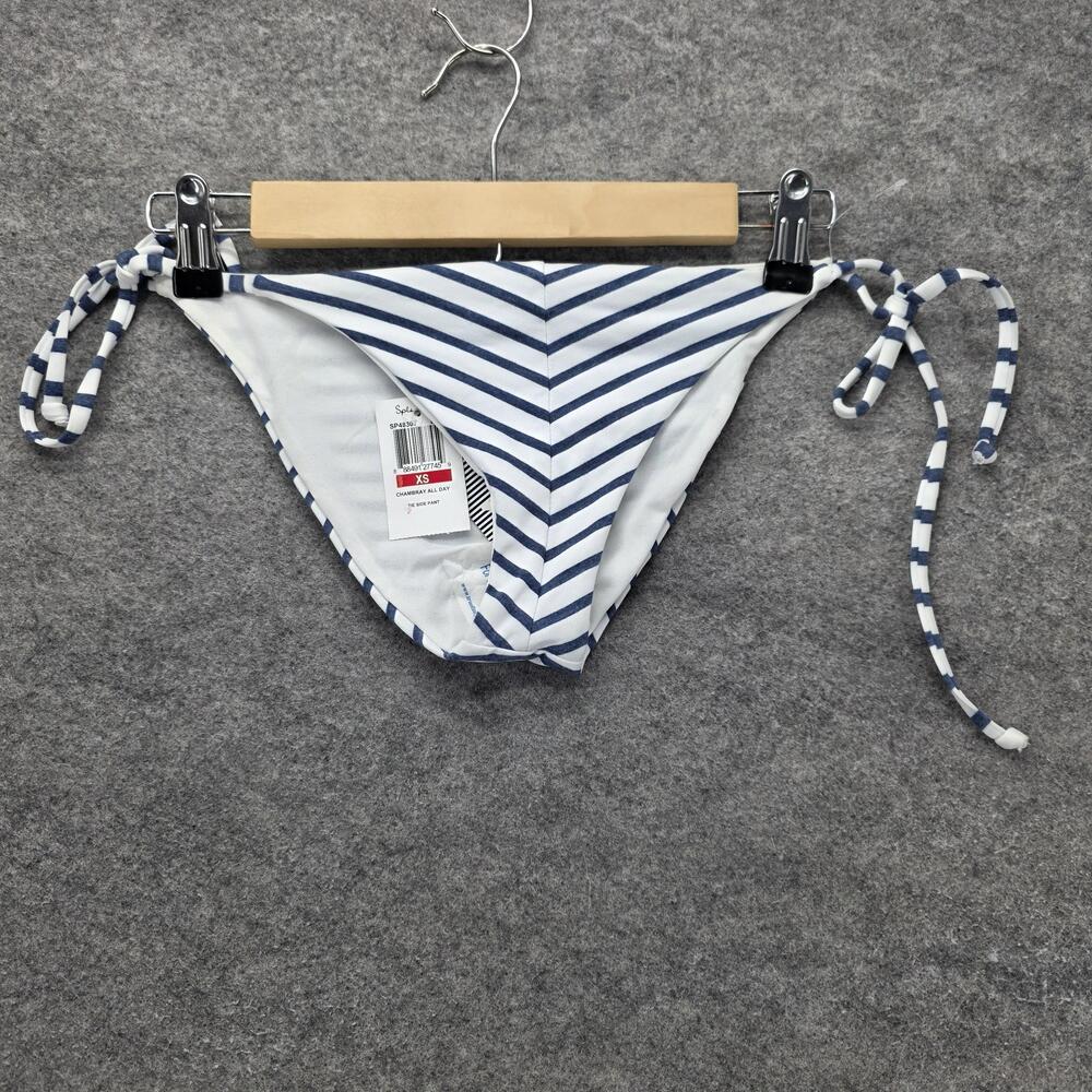 Splendid Bikini Bottom Womens XS Blue White Chambray All Day Tie Side Swim